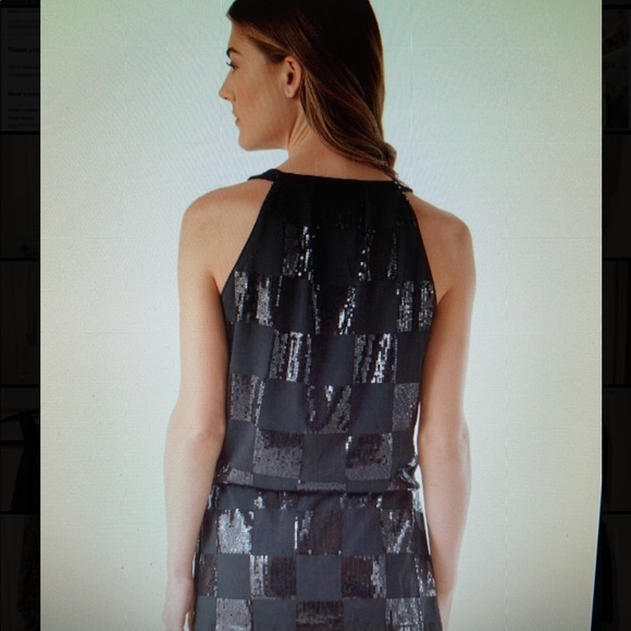 WHITE HOUSE BLACK MARKET SEQUIN CHECK TINIC SIZE MEDIUM IN BLACK. NWT! - Picture 2 of 5